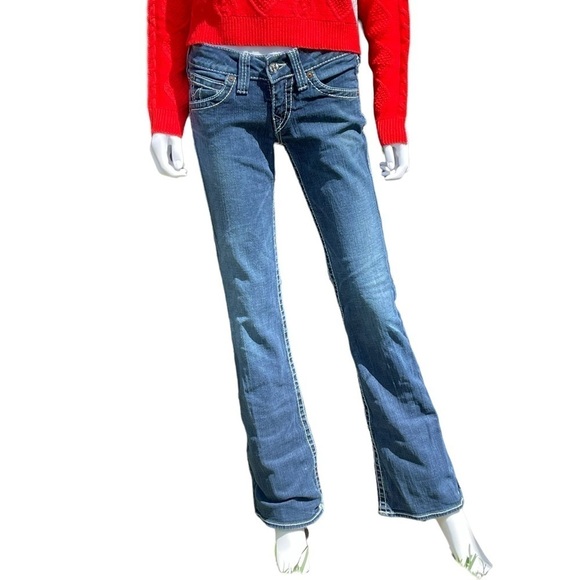 True Religion Dark Wash Low Rise Flare Leg Jeans - Picture 2 of 13